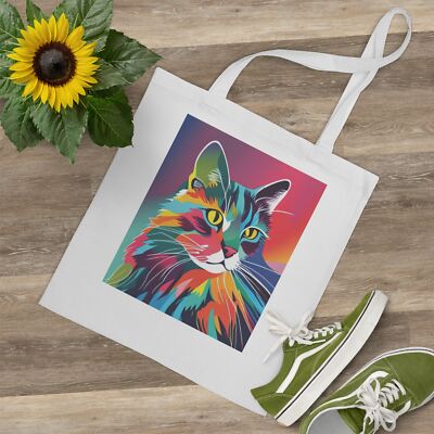 Colorful Cat Painting Tote Bag, Cat Lover Gift, Cat Mom Gift, Cat Tote