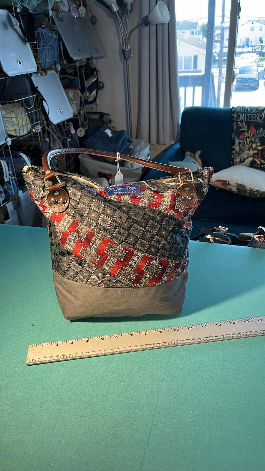 Lidias Bag Handmade USA Patchwork Hobo Shoulder Bag Multicolored Faux Leather