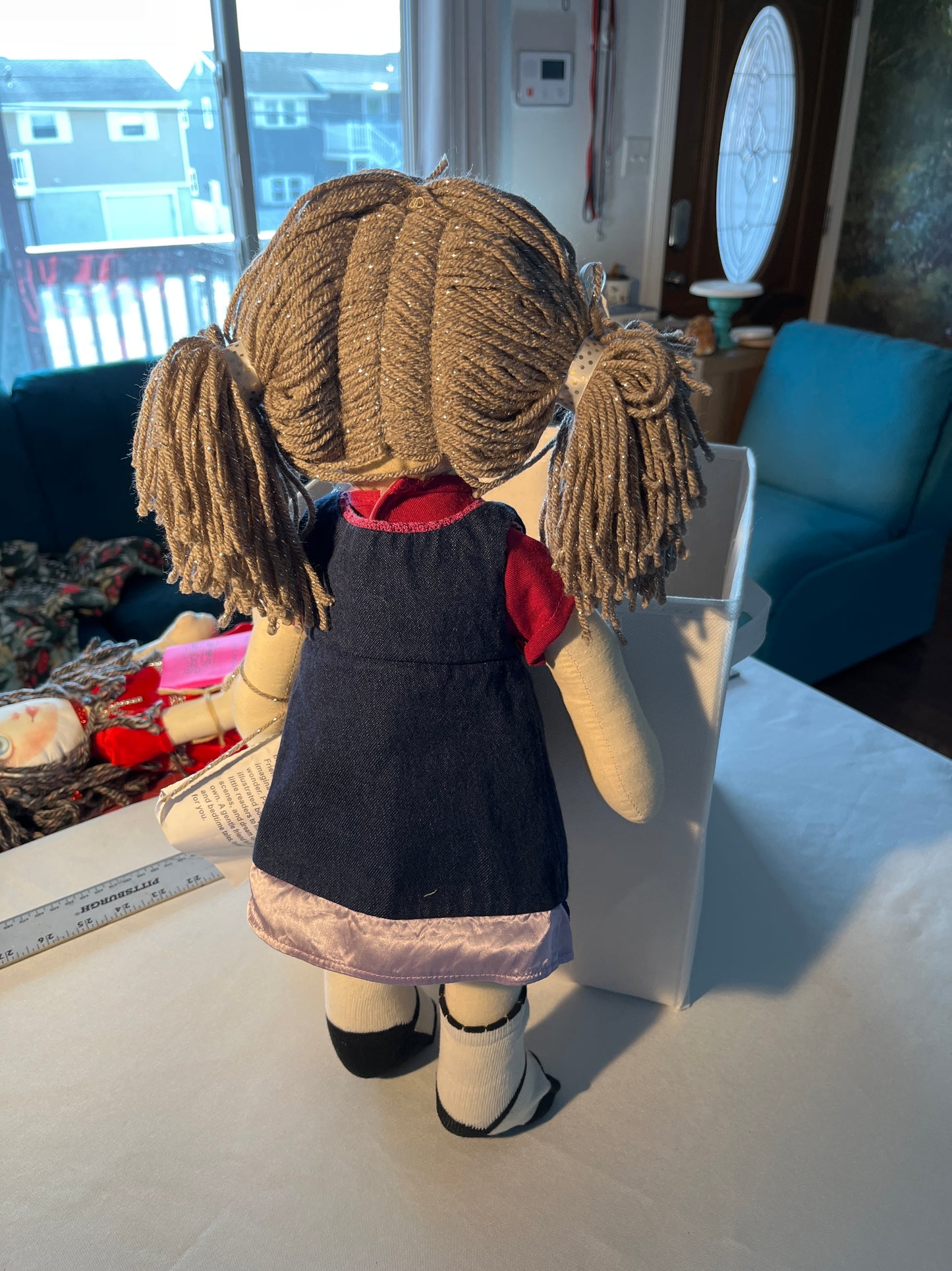 18 inch cotton doll with custom face and handmade dress and wig 0045