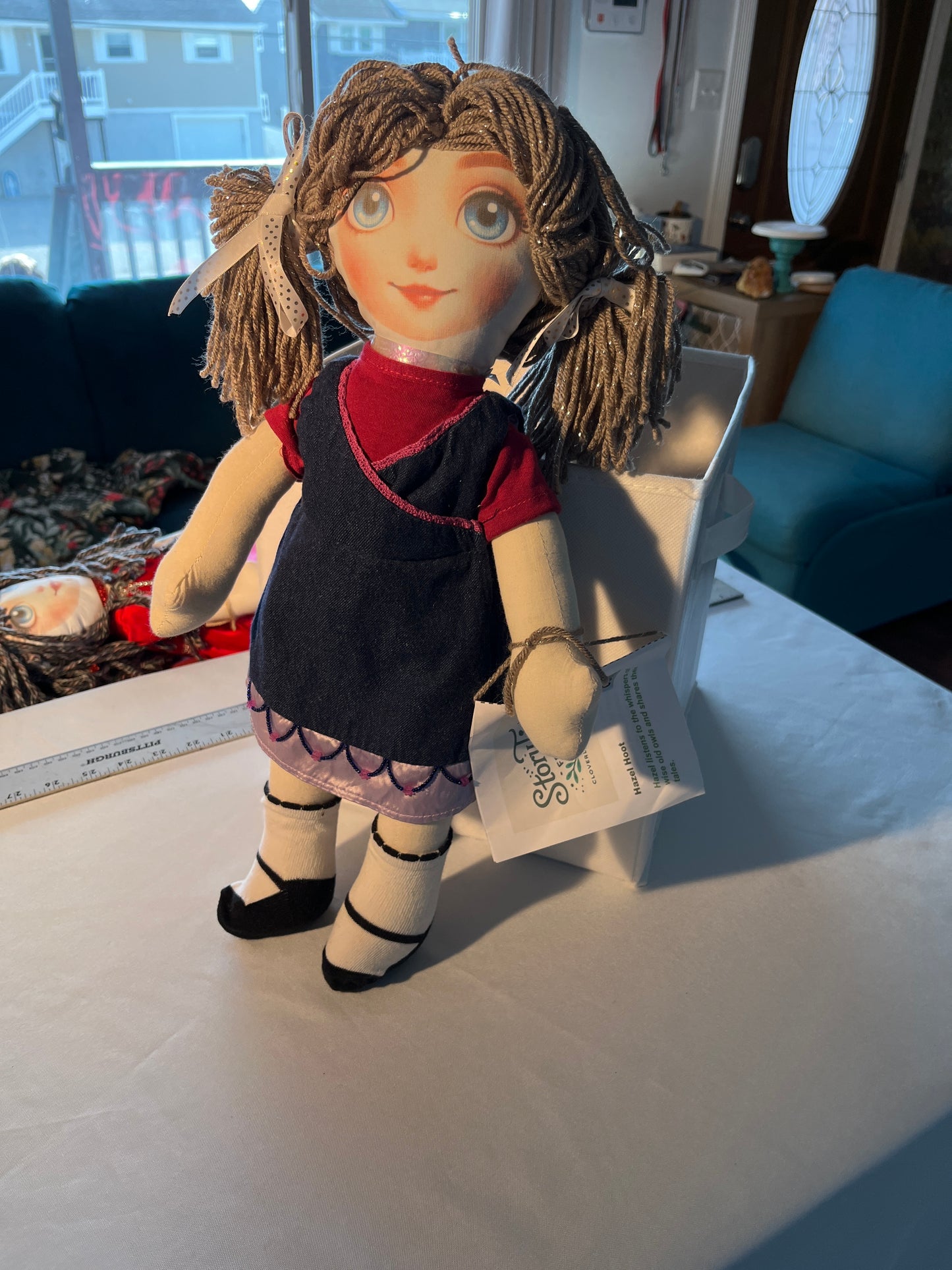 18 inch cotton doll with custom face and handmade dress and wig 0045