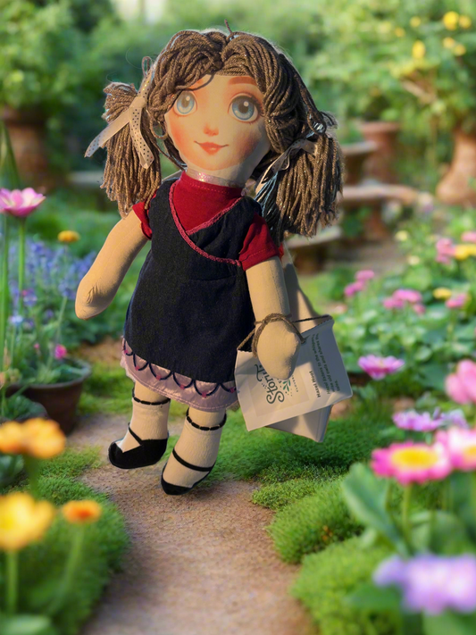 18 inch cotton doll with custom face and handmade dress and wig 0045